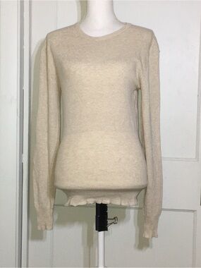 GAP Cream Scoop Neck Pointelle Lightweight Crew Sweater